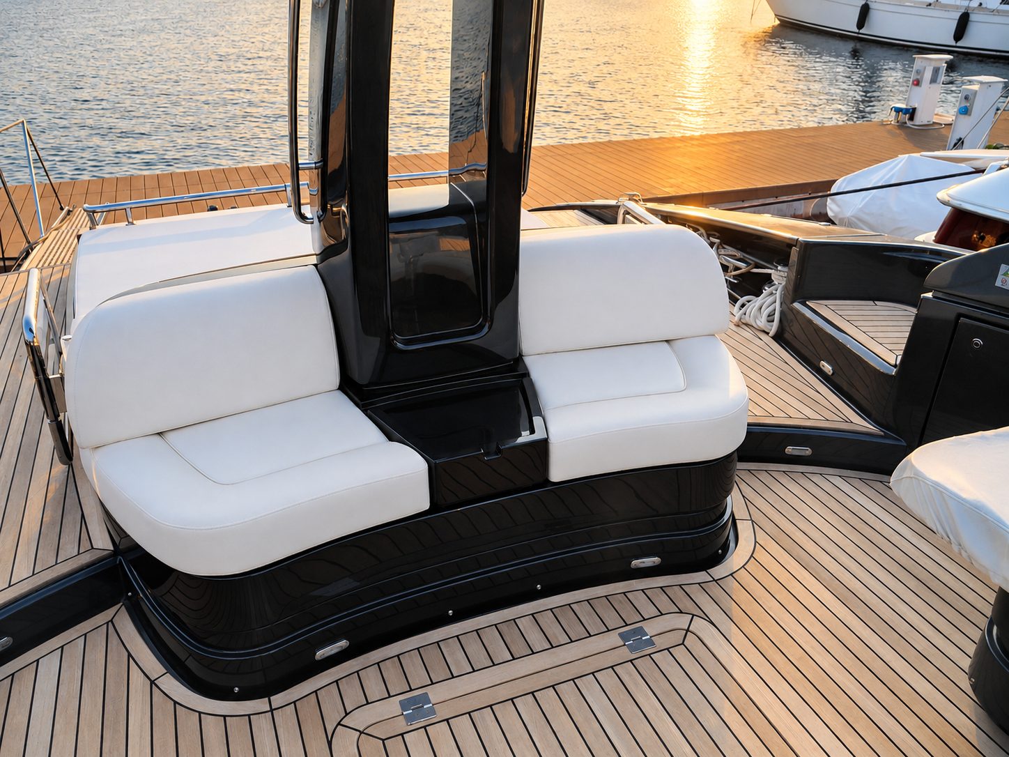 Riva 63, pozzetto al tramonto